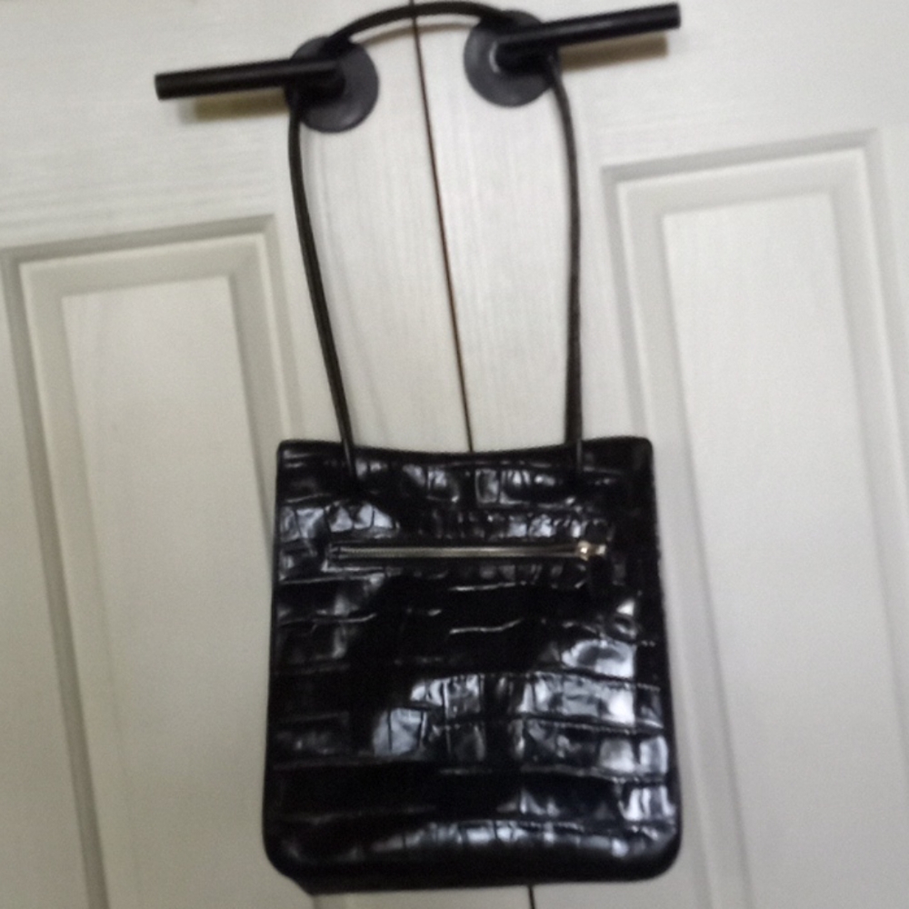 Monsac Cro Leather Purse 11x10 Black